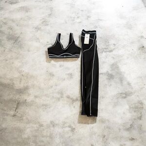 ALO Yoga Black and White Sports Bra and Leggings Set